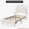 Twin Bed Frame Velvet Upholstered Platform Bed with Bookcase Headboard for Kids Girls Heavy Duty Steel Support Legs Easy Assembly Noise Free - 2 of 4