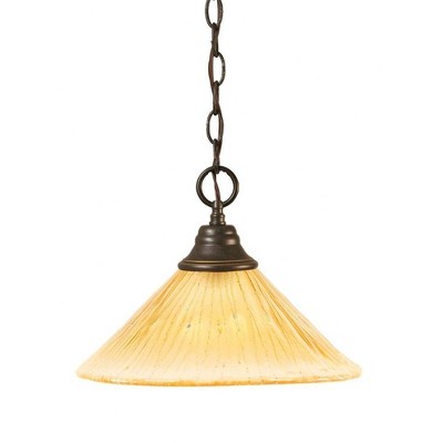 Toltec Lighting Any 1 - Light Pendant in  Dark Granite with 12" Amber Crystal Shade