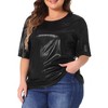 Agnes Orinda Women's Plus Size Metallic Round Neck Short Sleeve Summer Carnival Party Blouses - 2 of 4