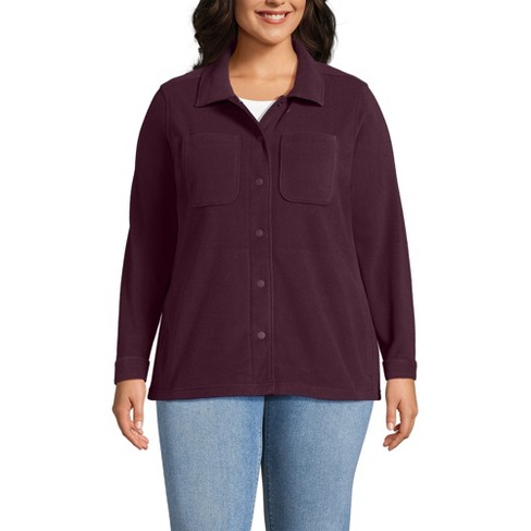 Lands End Women s Plus Size Anyweather Fleece Shirt Jacket 1x Midnight Plum Target