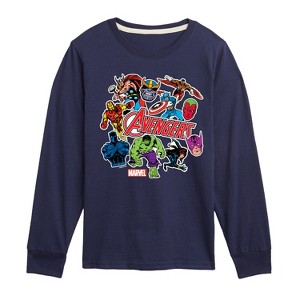 Boys' - Marvel - Avengers Stickers Style Long Sleeve Graphic T-Shirt - 1 of 4