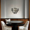 ALOADECOR Dimmable Modern Smoked Crystal Chandelier Contemporary Round Polished Nickel Pendant Light Fixture for Dining Room - 2 of 4