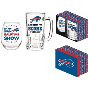 Evergreen Buffalo Bills, Stemless 17OZ Wine & Beer 16 OZ Gift Set - 1 of 4