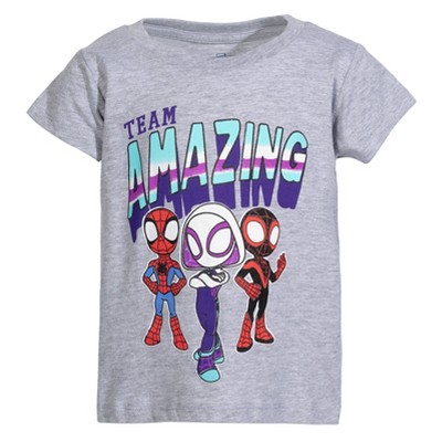 Marvel Spidey and His Amazing Friends Little Girls 2 Pack T-Shirts Grey/Purple 6 — фото 5