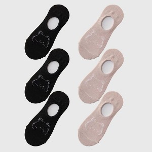 Alilang Women's Non-slip No Show Socks 6pk Invisible Liner Adorable Bear - 1 of 3