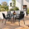 TiramisuBest 5-Piece Outdoor Acacia Wood & PE Rattan Bar Set - Foldable Table, 4 Cushioned Stools, All-Weather Bistro (Brown) - 2 of 4