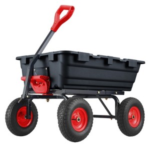 800 Lb Capacity Outdoor Wheelbarrow，Heavy Duty  Utility Dump Wagon Garden Wagon with 10 Inch Wheels,180° Rotating Handle for Yard - 1 of 4