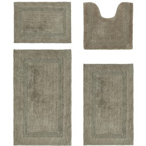 Lux Premium 100% Cotton Tufted Solid Reversible 4 Piece Bath Rug Set – Ultra-Soft, Water-Absorbent, Durable, Machine Washable Bathroom Rug - 1 of 4