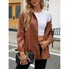 Women Faux Leather Shacket Moto Biker Shirts Loose Fit Blazer Long Sleeves Button Casual Jacket - 2 of 4
