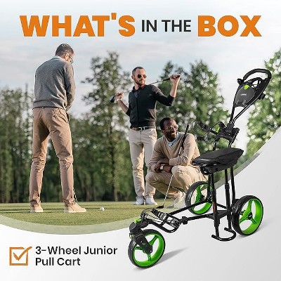 Jovial Black and Green 3-Wheel Foldable Golf Push Cart