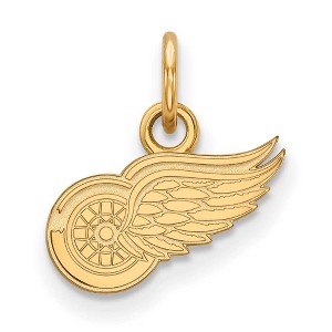 Black Bow Jewelry 14k Yellow Gold Plated Sterling Silver Detroit Red Wings NHL Extra Small Pendant - 1 of 3