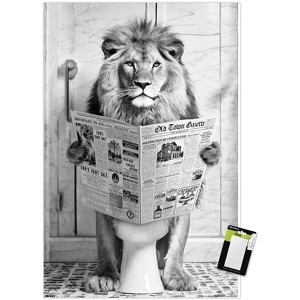 Trends International Reinders: Toilet Humor - Lion Toilet Unframed Wall Poster Print White Mounts Bundle 22.375" x 34" - 1 of 4