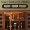 Sideboard Buffet Cabinet with LED Lights, Slatted & Tempered Glass Doors, 58.3" Coffee Bar Cabinet, Walnut - 4 of 4