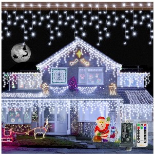 Itopfox 720 LED Icicle Lights 60 Foot Cool White 120 Drops 8 Modes Remote Dimmable Waterproof Connectable Timer for Outdoor Indoor Decor 1 Pack - 1 of 4