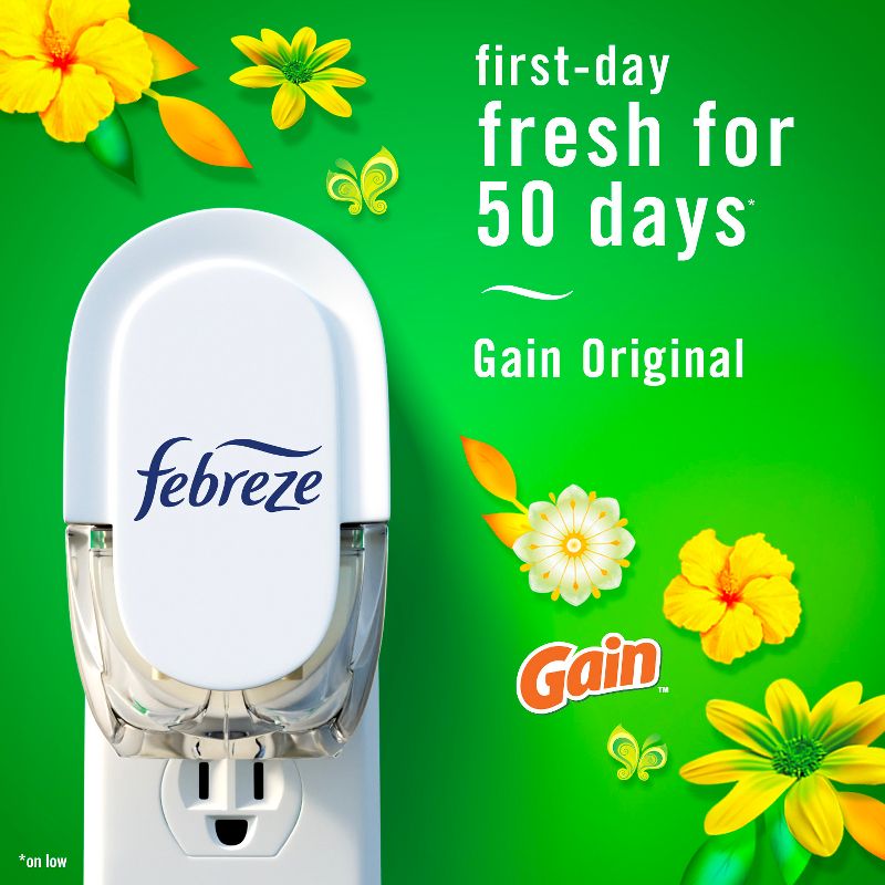 Febreze Odor-Fighting Fade Defy Plug Air Freshener Refill - Gain Original Scent, 4 of 16