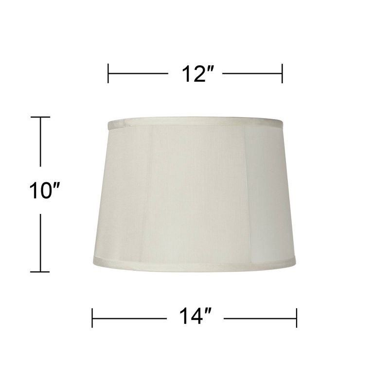 Springcrest Medium Round Softback Off-White Tapered Drum Lamp Shade 12" Top x 14" Bottom x 10" High (Spider) Replacement with Harp and Finial, 5 of 7