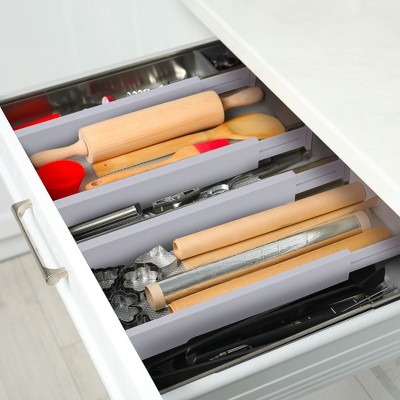 Expandable Gray Bamboo Drawer Dividers Set for Kitchen and Home