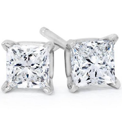 Pompeii3 1/4ct Princess Cut Diamond Studs 14K White Gold