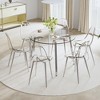 XIYUYEU Round Dining Table with Glass Top Metal Legs for Dining Room - 3 of 4