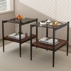 NicBex Set of 2 Rectangle Tempered Glass Coffee Table with Storage Layer,Modern End Table,Center Table for Living Room - 2 of 4