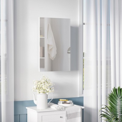 White Recessed Medicine Cabinet with Mirror and Storage Shelves