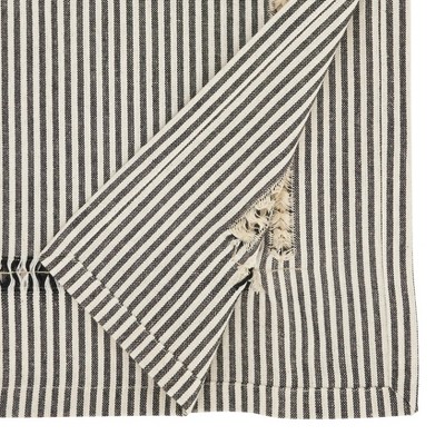Black and White Cotton Striped Hemstitch Table Runner