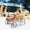 Tangkula Wooden Garden Flower Planter Wagon Wheel Plant Bed Decorative Garden Planter for Backyard Garden - 3 of 4