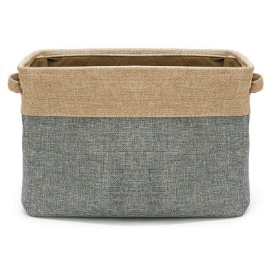 Neutral Cotton and Jute Rectangular Storage Bins with Handles - 3 Pack