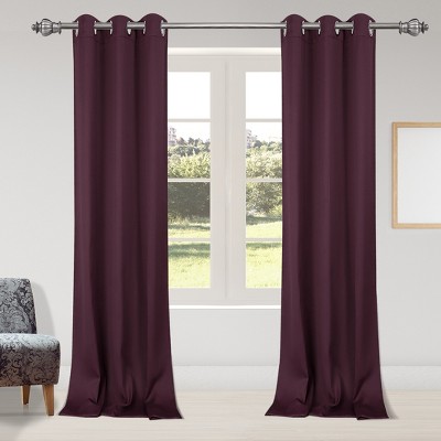 2 Pcs 42 x 95 Inch Solid Blockout Thermal Insulated Grommet Curtain Panels Burgundy - PiccoCasa