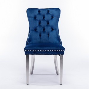 Dronkon Dining Chairs Set of 2, Upholstery with Chrome Steel Legs & Nailhead Trim, Modern Comfort Seating - 1 of 4