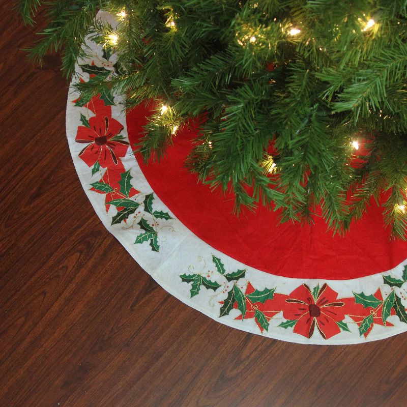 Northlight 48" Christmas Traditions Red with White Mistletoe Border Christmas Tree Skirt, 2 of 3
