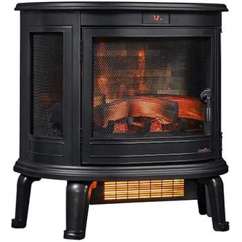 Duraflame Black Curved Front 3D Infrared Electric Fireplace Stove with Remote Control - DFI-7117-01