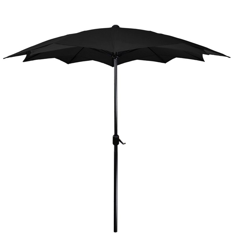 Northlight 8.5ft Outdoor Patio Lotus Umbrella with Hand Crank, Black, 4 of 7