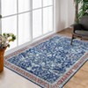 Wasshable Vintage Distressed Floral Print Living Room Bedroom Area Rug, Chenille Non Slip Floor Carpet for Dining Room Home Office - 3 of 4