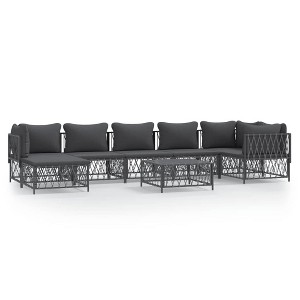 vidaXL Modern 8 Piece Patio Lounge Set with Comfortable Cushions, Modular Design, Durable Woven Fabric, Powder-Coated Steel Frame, Anthracite - 1 of 4