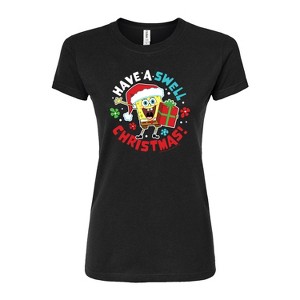 Women's - SpongeBob SquarePants - Have A Swell Christmas Fitted Graphic T-Shirt - 1 of 4