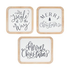 Festive Christmas Word Plaques MDF Fir Wood 5 Inch Decor Set by Melrose - 1 of 3