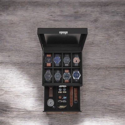 Black Synthetic Leather 8-slot Watch Box With Lockable Feature And ...