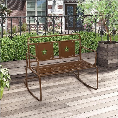 coucheta Ironwood Outdoor Rocking Chair with Ergonomic Design, Yellow/Liver Color, High Back, Dual-Mode Selection, Stable Rocking