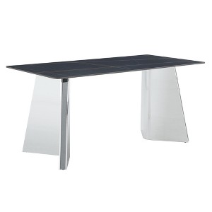 NicBex 63 Inch Rectangle Dining Table with Patterned Slab Tabletop and Stainless Steel Butterfly Legs for 6 to 8 - 1 of 4