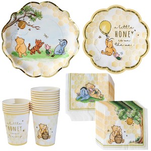 Kate Aspen Honey Bear 78 Piece Party Tableware Set Baby Shower Party Decorations Plates & Napkins, Adorable Bear Baby Shower (16 Guests) - 1 of 4