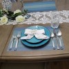 Aoibox Set of 4 Vinyl Table Place Mats, Stain Resistant Foldable Washable Wipeable for Kitchen Dining Table Decoration Indoor Outdoor (Blue) - 4 of 4