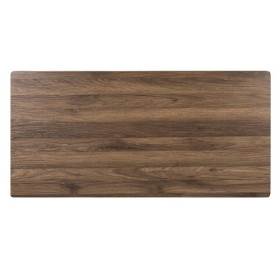 Rustic Walnut Executive Desk with Drawer and Keyboard Tray
