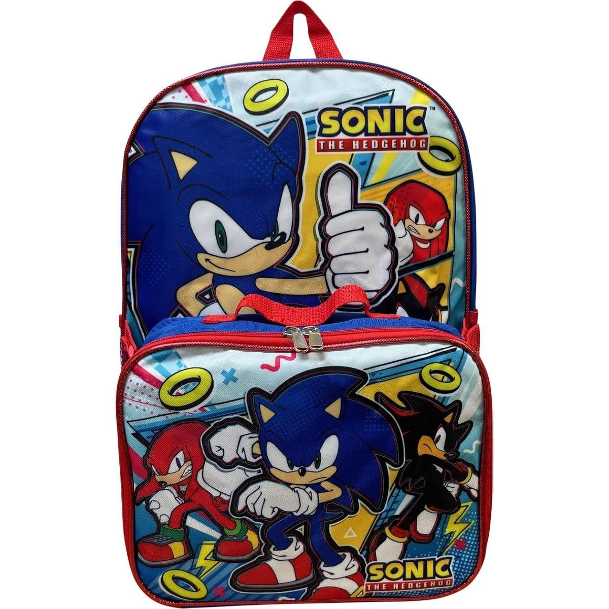 Sonic The Hedgehog 16 Inch Backpack With Detachable Matching Lunch Box