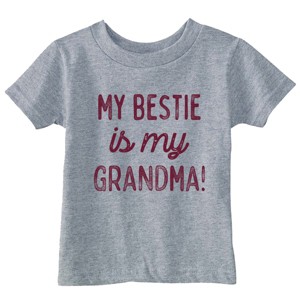 Toddler Funny T Shirts My Bestie Is My Grandma Sarcastic Graphic Novelty Tee For Kids - Crazy Dog Toddler T Shirt Gift for Grandma - 1 of 4