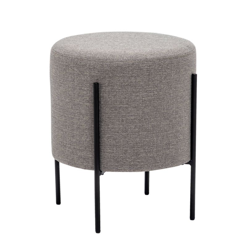 16" Modern Round Ottoman with Metal Base - WOVENBYRD, 5 of 23