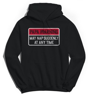 Rerun Island Men's Papa Warning May Nap Long Sleeve Graphic Cotton Sweatshirt Hoodie - Black S - 1 of 3