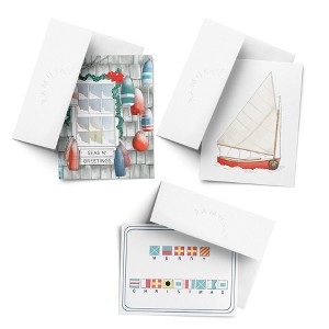Season's Greetings, Merry Christmas Nautical, Sailboat Winter/Holiday/Christmas Greeting Card Pack Sets (3 ct, Assorted) by Ramus & Co - 1 of 4