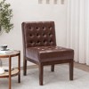 Faux Leather Upholstered Contemporary Accent Chair with Tufted Waffle Stitch, Plush Seating and Rubberwood Legs - 4 of 4