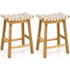 Tangkula 4 PCS 25.5" Woven Bar Stools Faux PU Leather Counter Height Saddle Stools with Woven Curved Seat Max Load 330 Lbs Wood Barstools - 4 of 4